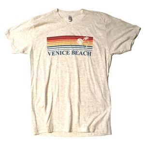 Vintage Single Stitch Venice Beach Classic T-Shirt Beige Color Size Large